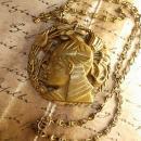 Vintage Egyptian revival Pharaoh Head necklace bookchain