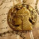 Vintage Egyptian revival Pharaoh Head necklace bookchain