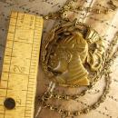 Vintage Egyptian revival Pharaoh Head necklace bookchain