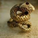VIntage Snake ring serpent with red eyes costume jewelry