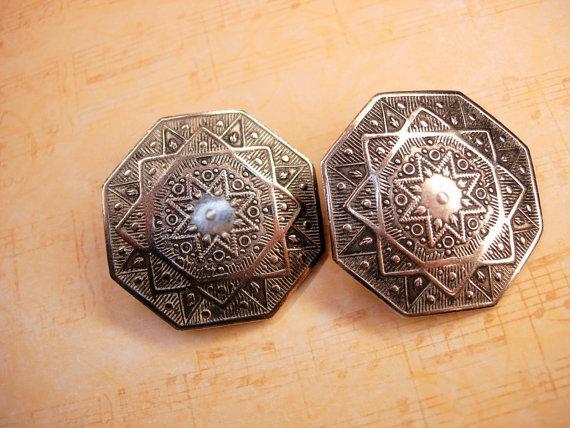 Large signed Spanish Style earrings signed