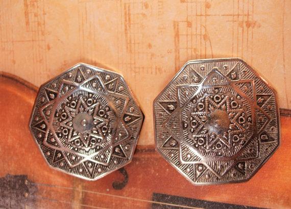 Large signed Spanish Style earrings signed