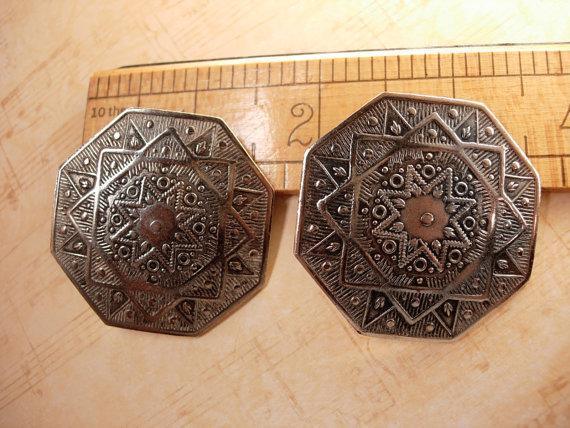 Large signed Spanish Style earrings signed
