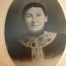 1800's antique photo Young woman with make up and brooch Folk art Flair cabinet card photo