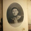 1800's antique photo Young woman with make up and brooch Folk art Flair cabinet card photo