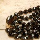 Black glass Vampire Goth necklace huge rhinestone drop 3 strand glass beads