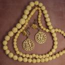 ANtique ivory necklace Carved Ivory earrings LONG necklace with Barrel clasp