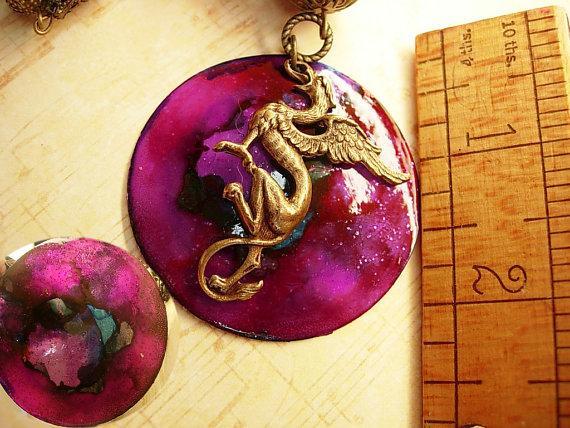 Dragon necklace Winged creature Dragons blood pendant gypsy talisman