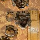 Vintage Shrunken HEad brooch Mask Ring Sterling signed Mask Voodoo set