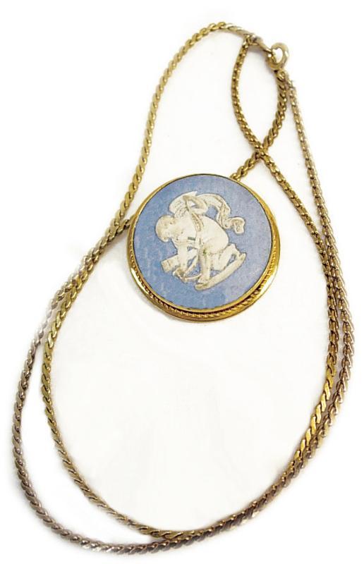Vintage Wedgwood cherub necklace brooch made in England cupid jasperware angel
