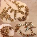 Vintage Fabulous ETRUSCAN Parure NEcklace Brooch and bracelet Signed Etrusceana