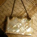 Antique Mother of pearl calling card case with original silk case