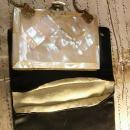 Antique Mother of pearl calling card case with original silk case
