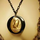 VIntage Egyptian revival Cleopatra necklace black and gold and dramatic snake headdress