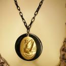 VIntage Egyptian revival Cleopatra necklace black and gold and dramatic snake headdress