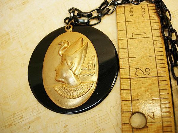 VIntage Egyptian revival Cleopatra necklace black and gold and dramatic snake headdress