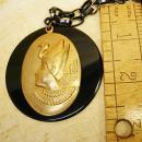 VIntage Egyptian revival Cleopatra necklace black and gold and dramatic snake headdress