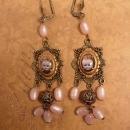 Rosary Earrings Religious Portrait under glass assemblage earrings