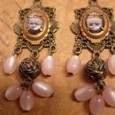 Rosary Earrings Religious Portrait under glass assemblage earrings