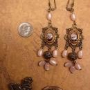 Rosary Earrings Religious Portrait under glass assemblage earrings