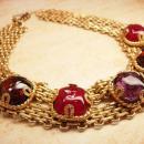 ONe day Holiday sale Vintage French Gripoix glass runway necklace & Ring Couture signed Dominique Aurientis Huge and dramatic