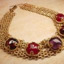 ONe day Holiday sale Vintage French Gripoix glass runway necklace & Ring Couture signed Dominique Aurientis Huge and dramatic
