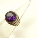 Art Deco Amethyst sterling ring Unusual design size 7