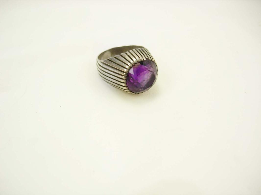 Art Deco Amethyst sterling ring Unusual design size 7