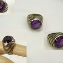 Art Deco Amethyst sterling ring Unusual design size 7