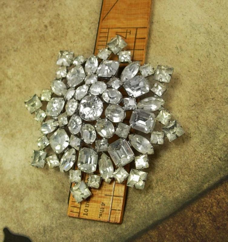 HUGE Vintage Kramer BRooch Signed Rhinestone star statement brooch