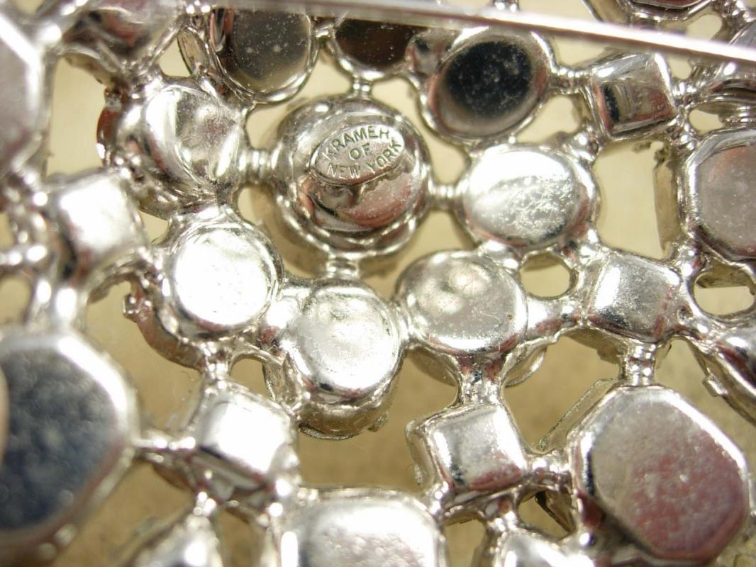 HUGE Vintage Kramer BRooch Signed Rhinestone star statement brooch