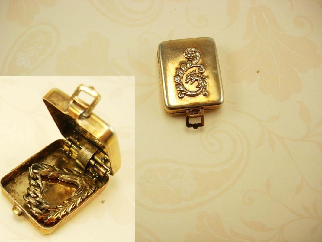 Antique Dragon Miniature Stamp or trinket box with hidden hanger