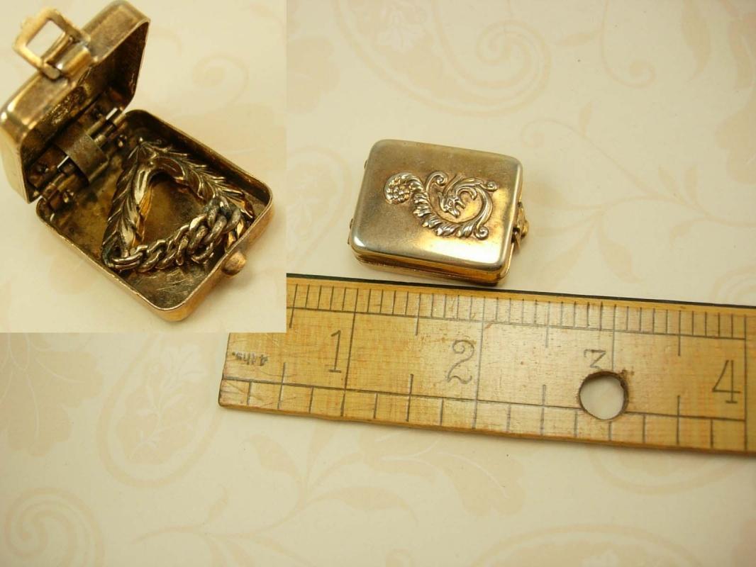 Antique Dragon Miniature Stamp or trinket box with hidden hanger