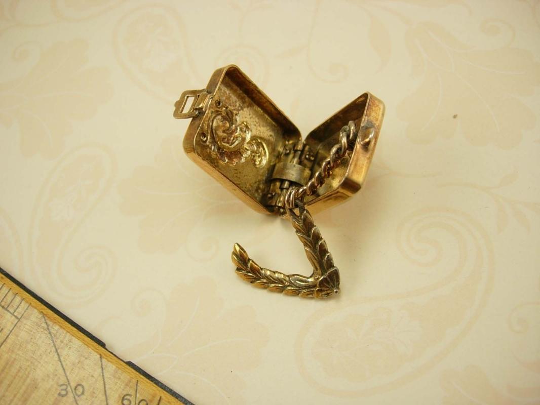 Antique Dragon Miniature Stamp or trinket box with hidden hanger