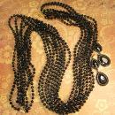 BLack Flapper necklace set 8 strand black beads with shoulder duster earrings and bonus necklace