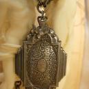 Sacred Dove Deco Locket NEcklace Saint d'Esprit Espirit dove Gunmetal chain Flapper portrait