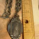 Sacred Dove Deco Locket NEcklace Saint d'Esprit Espirit dove Gunmetal chain Flapper portrait