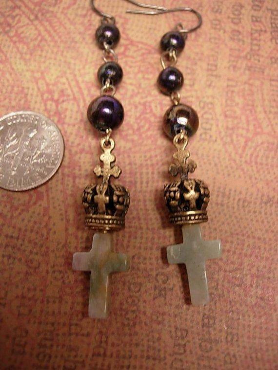 Gothic Rosary cross Earrings for the Queen Mum