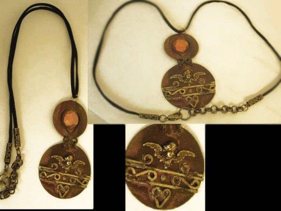 Unusual OOAK GOthic Cherub medieval jeweled choker necklace