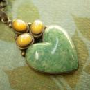 Antique Sterling Moonstone Heart Necklace Sweetheart malachite drop ornate chain
