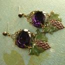 VIntage Goddess Gorgeous enamel and Purple chandelier Rhinestone earrings nouveau drops rhinestone studs