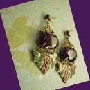 VIntage Goddess Gorgeous enamel and Purple chandelier Rhinestone earrings nouveau drops rhinestone studs
