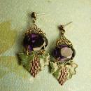 VIntage Goddess Gorgeous enamel and Purple chandelier Rhinestone earrings nouveau drops rhinestone studs