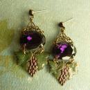 VIntage Goddess Gorgeous enamel and Purple chandelier Rhinestone earrings nouveau drops rhinestone studs