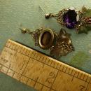 VIntage Goddess Gorgeous enamel and Purple chandelier Rhinestone earrings nouveau drops rhinestone studs