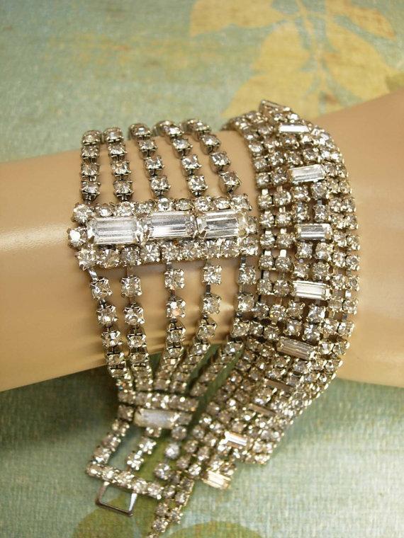 Vintage 9 Row Rhinestone bracelet & necklace PURE glamour and drama for your wedding