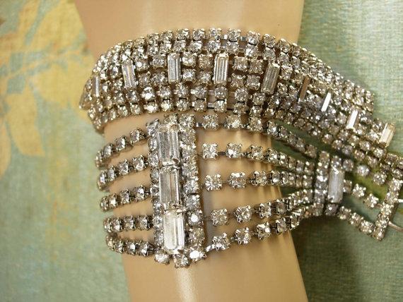 Vintage 9 Row Rhinestone bracelet & necklace PURE glamour and drama for your wedding