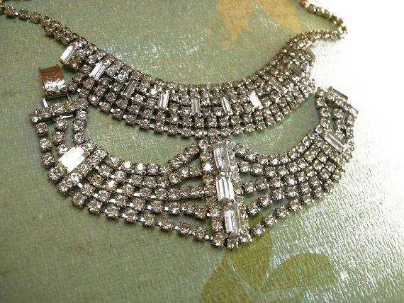 Vintage 9 Row Rhinestone bracelet & necklace PURE glamour and drama for your wedding
