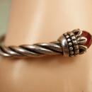 Vintage sterling garnet Byzantine bracelet rope cuff jeweled hallmarked