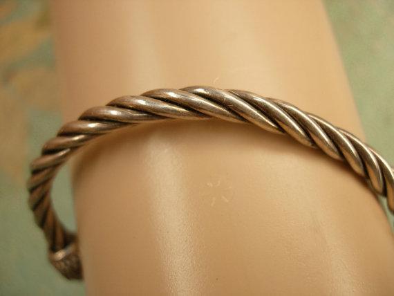 Vintage sterling garnet Byzantine bracelet rope cuff jeweled hallmarked